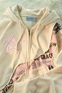 y2k pink star print oversized hoodie 6518