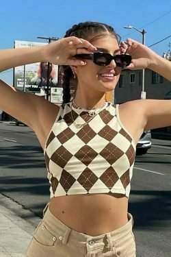 y2k plate brown crop top & 8211 vintage indie clothes 5417