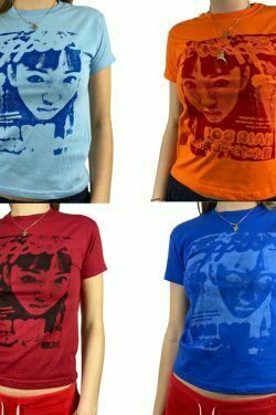 y2k summer short sleeve t shirt girls creative figure printing round collar tops slim base shirt harajuku tee top 4715