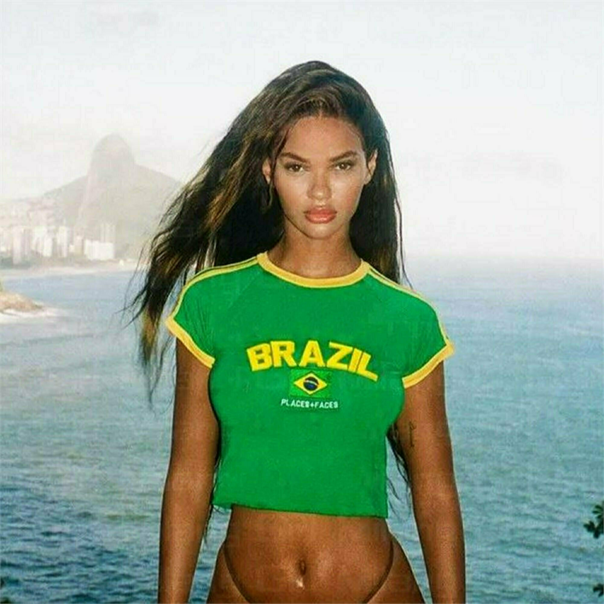 y2k vintage brasil soccer tee in yellow green 4988