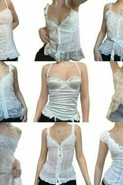 y2k white lace trim corset top & 8211 retro aesthetic vintage camisole 4330