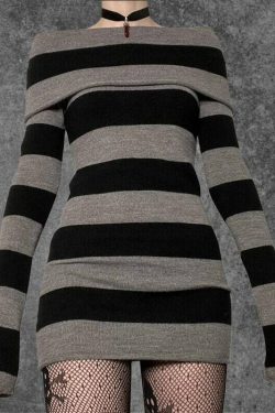 black striped sweatdress alt clothing grunge clothing pullover sweatdress fairy grunge gothic clothing above knee sweatdress ekt8p