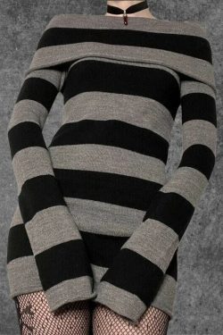 black striped sweatdress alt clothing grunge clothing pullover sweatdress fairy grunge gothic clothing above knee sweatdress v7gyq