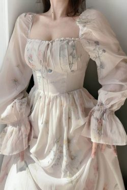 corset tulle fairy dress french summer chiffon romantic dress floral dress korean fashion lolita dress whalp