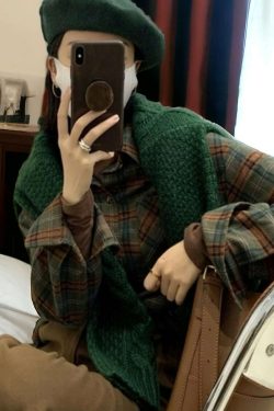 dark academia vintage plaid oversize blouse grunge japanese streetwear korean fashion 6hlab