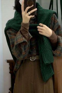 dark academia vintage plaid oversize blouse grunge japanese streetwear korean fashion 91nws