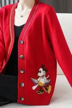 disney knitted cardigan  donald mickey cartoon sweaters for women  coat female autumn and winter loose bbzdo