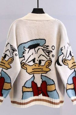 disney knitted cardigan  donald mickey cartoon sweaters for women  coat female autumn and winter loose rmimg