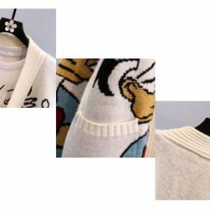 disney knitted cardigan  donald mickey cartoon sweaters for women  coat female autumn and winter loose zgaux