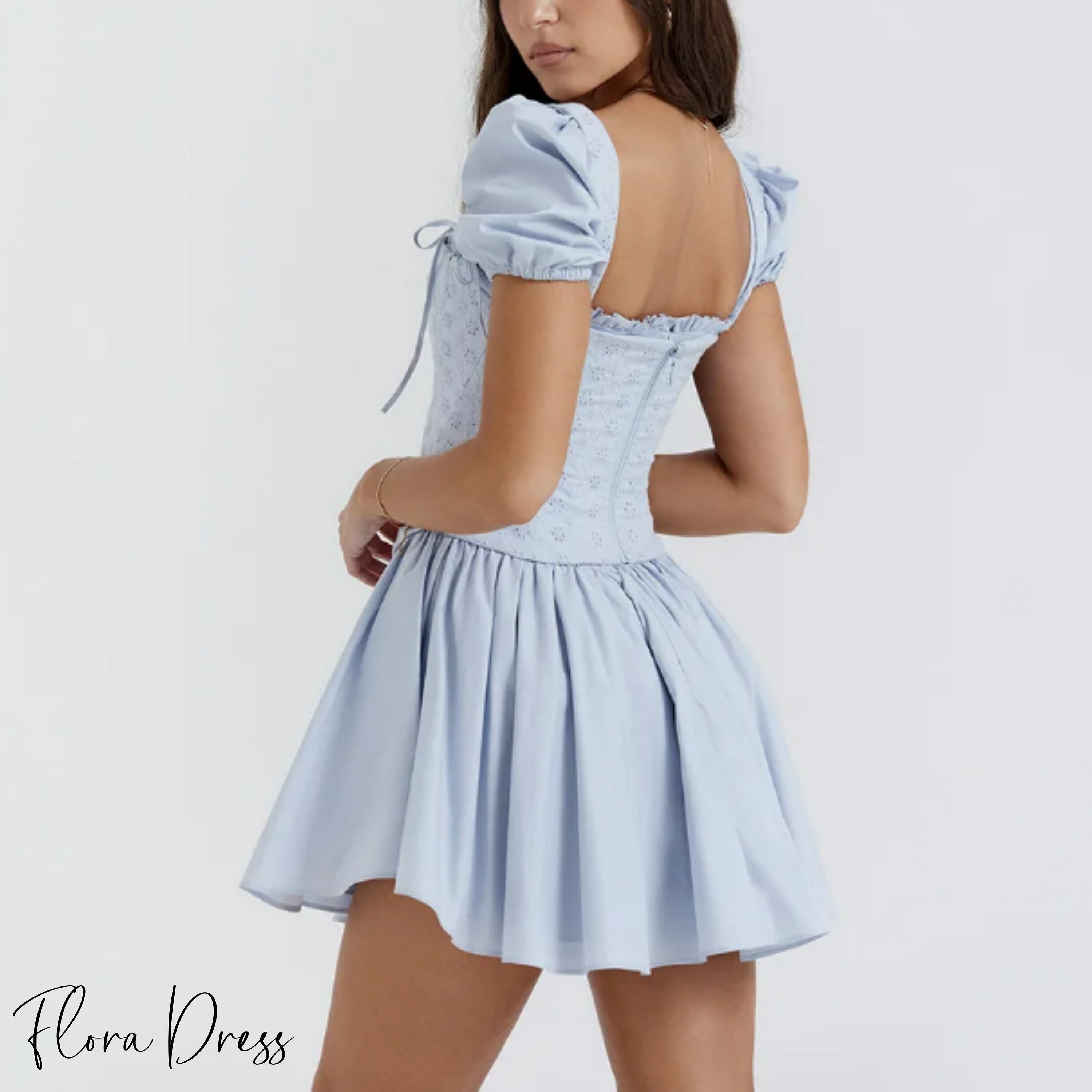 elegant lace up blue cottagecore dress  coquette aesthetic clothing for a stunning birthday look pretty summer dress with bow 0nvzq