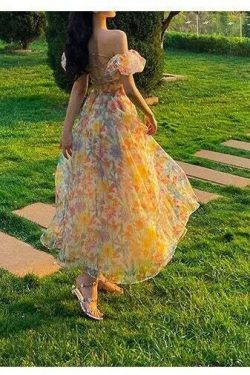 floral elegant princess dress fairy midi dress for women h83s6