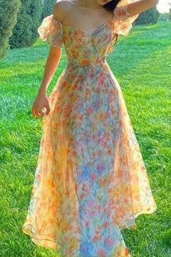 floral elegant princess dress fairy midi dress for women iphgy