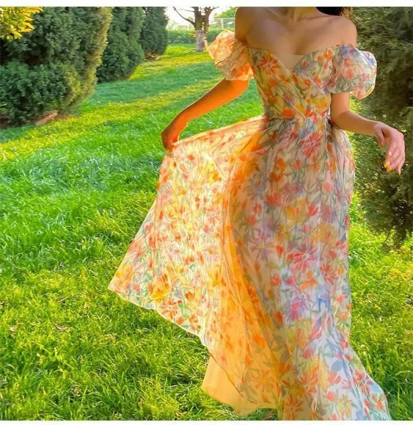 floral elegant princess dress fairy midi dress for women t8kmp