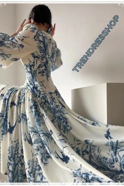 floral fairy dress women fall dress long sleeve dress vintage dress prom party dress elegant dress midi dress p1u8q