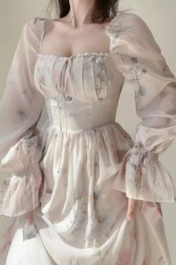 french chiffon cottagecore dress boho milkmaid fairycore maxi floral bridesmaid gown womens bridgerton dress cgruo