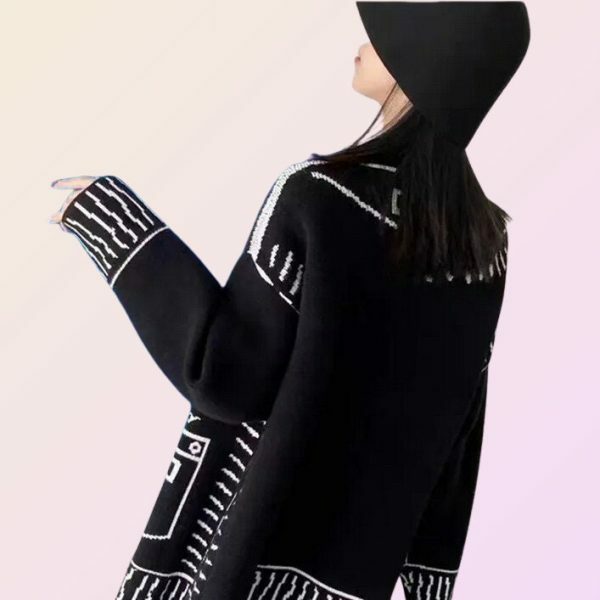 graffiti print cardigan y2k loose sweater long sleeves cardigan fall cardigan winter sweater knitted cardigan oversized cardigan 5o7gl