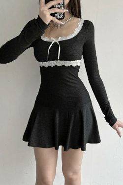 korean style mini dresses a line dress black or gray oc2tr