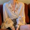 light academia oversize embroidered floral blouse lantern sleeve blouse minimalist korean fashion 5uoh6