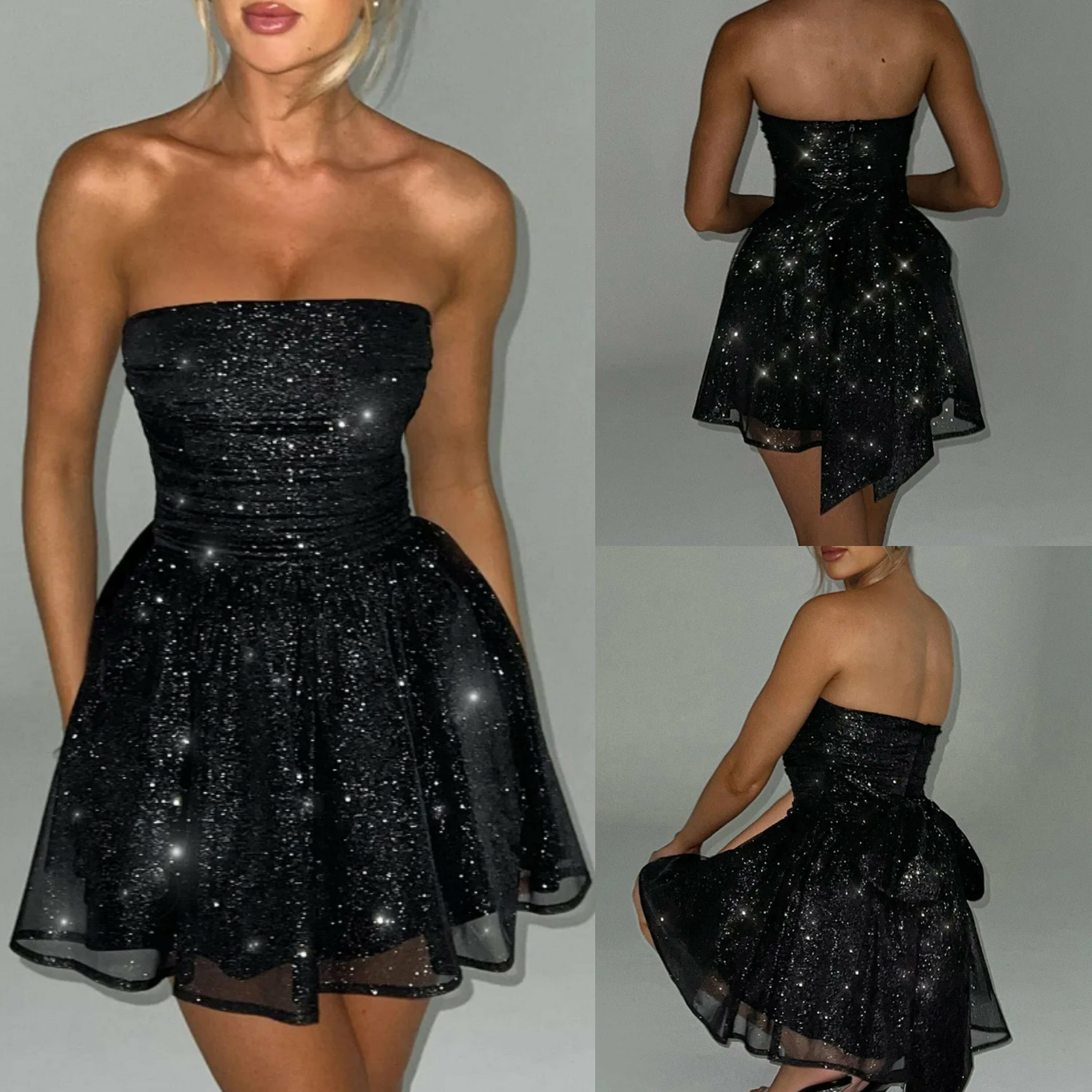 strapless sequin mini dress with bow pleated sparkly party dress shiny prom dress elegant dress with mesh a4jyv