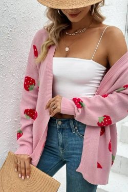 strawberry cardigan straberry sweater gift for valentine women cardigan dbdxu