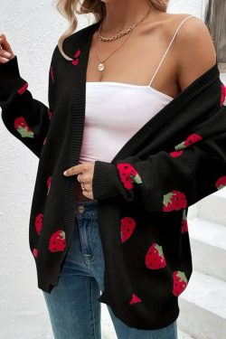 strawberry cardigan straberry sweater gift for valentine women cardigan gzmjg