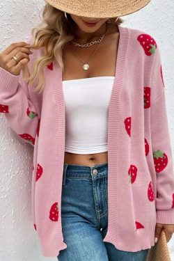 strawberry cardigan straberry sweater gift for valentine women cardigan mvwf3