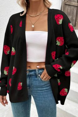 strawberry cardigan straberry sweater gift for valentine women cardigan syrsn