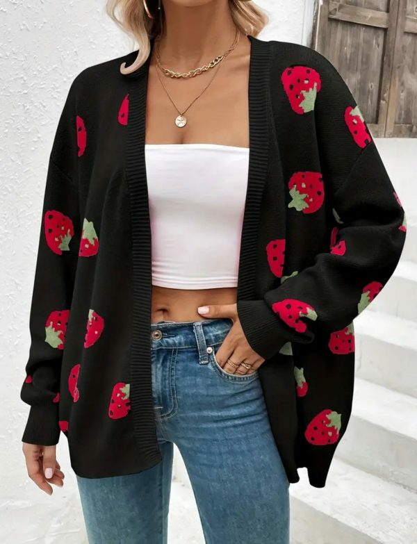 strawberry cardigan straberry sweater gift for valentine women cardigan syrsn