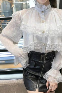 victorian chiffon white blouse lace blouse vintage ruffle long sleeve blouse korean fashion 0g4dt