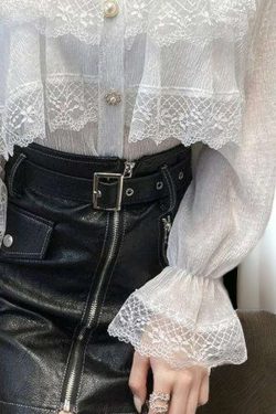 victorian chiffon white blouse lace blouse vintage ruffle long sleeve blouse korean fashion 5sj5y