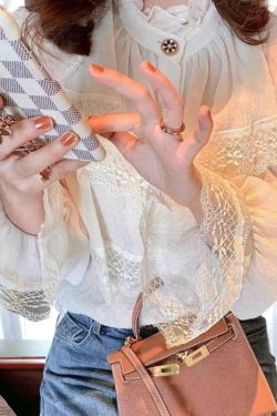 victorian chiffon white blouse lace blouse vintage ruffle long sleeve blouse korean fashion fkcuy