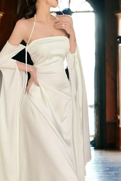 vintage silk backless summer dress ankle length satin sun dress romantic evening party dress wctmx