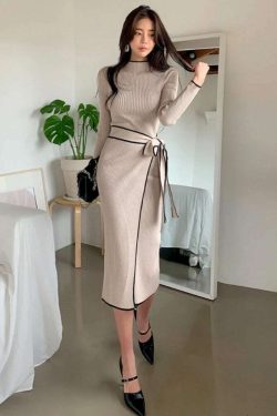 women knitted dress women winter sweater dress warm dress women autumn elegant dress women wedding guest dress qjdh8