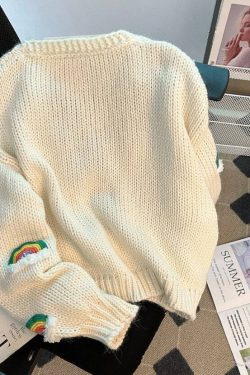 women oversized cardigan handmade crochet rainbow knit cardigan cute rainbow sweater cardigan warm cardigan cozy casual cardigan 1dsle