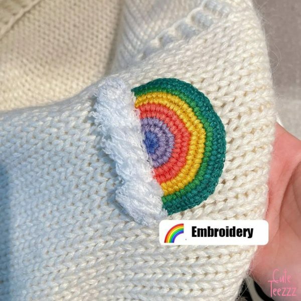 women oversized cardigan handmade crochet rainbow knit cardigan cute rainbow sweater cardigan warm cardigan cozy casual cardigan axh1h