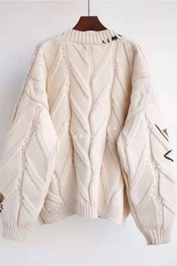 womens warm knitted cardigan sweater  cozy and stylish outerwear  jacket loose pocket embroidery fashion knit cardigan ladies jacket 5tpcq